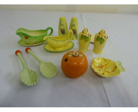 A quantity of Carltonware and Beswick condiment sets, sauce boats and salad servers  (14)