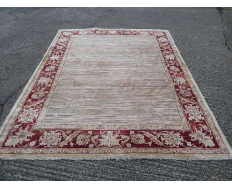 Afghan Zeigher carpet with red border - 298 x 240 m