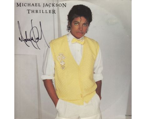 JACKSON MICHAEL: (1958-2009) American Pop Singer. Signed record sleeve for the 12” single of Thriller (1983), featuring the v