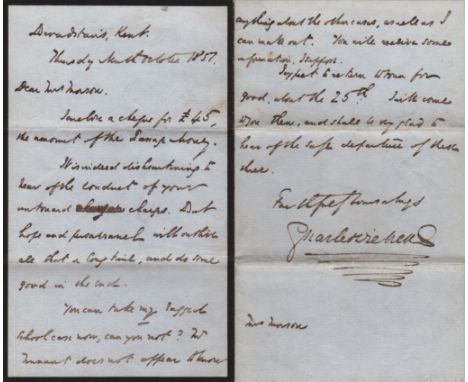  DICKENS CHARLES: (1812-1870) English Novelist. A.L.S., Charles Dickens, two pages (the final and fourth sides of a folded sh