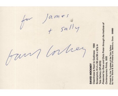 HOCKNEY DAVID: (1937-&nbsp;&nbsp;&nbsp; ) British Artist. Signed and inscribed colour 4 x 6 postcard, being a reproduction of