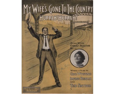 BERLIN IRVING: (1888-1989) American Composer and Lyricist. A printed folio copy of the sheet music for the song My Wife's Gon