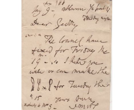  TURNER J. M. W.: (1775-1851) English Painter. A rare illustrated A.L.S., with his initials J M W T, one page, 12mo, n.p. ('a