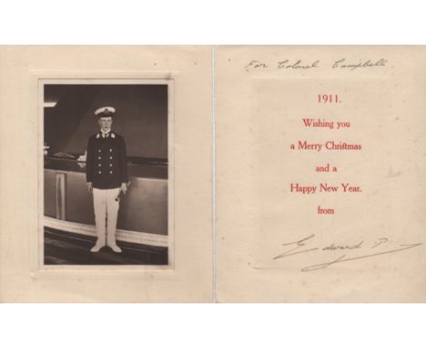 EDWARD VIII: (1894-1972) King of the United Kingdom January - December 1936. Later Duke of Windsor. Vintage signed and inscr