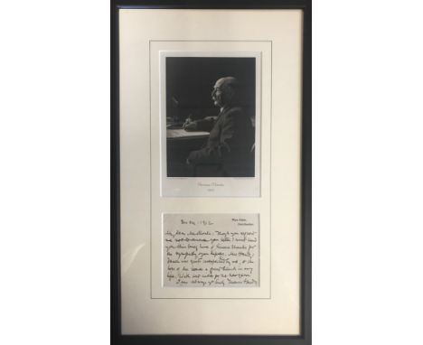  HARDY THOMAS: (1840-1928) English Novelist. A poignant A.L.S., Thomas Hardy, on one side of a correspondence card, Max Gate,