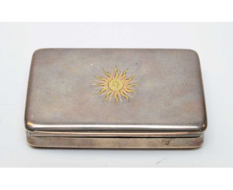 An Italian antique white metal snuff box, by Ugo Frilli of Florence, of rounded rectangular section, the cover centrally inse