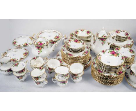 Royal Albert 'Old Country Roses' tea, coffee and dinner service, comprising twelve place settings, tea pot, coffee pot, lidde