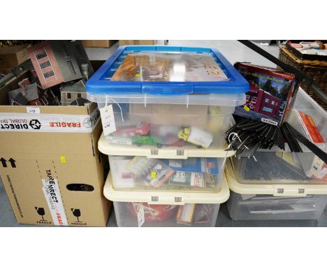 Selection of model railway items and accessories, including: Hornby Scaledale and District bus depot, in box; Hornby Country 