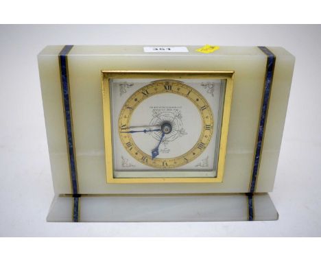Art Deco Elliot mantel clock, in inlaid onyx case, 21.5cms wide.
