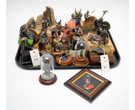 Collection of various military figures by Pete Watson, including: T'Ang Guard 850 A.D.; Arminius the Cherusci 9A.C.; Officer 