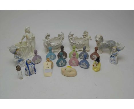 Ten Franklin porcelain miniature scent bottles in various colours and patterns, each approximately 8.5cms high (one lacking s