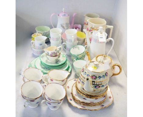 Queen Anne 'Glade' coffee service, comprising coffee pot, six cups, six saucers, cream and sugar; along with other tea ware i