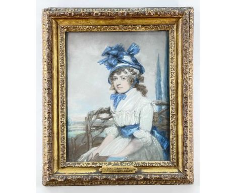 JOHN RAPHAEL SMITH (1752-1812) pastel - portrait of Mrs Parkyns, titled on frame plaque, 37.5 x 29cmProvenance: B. Dighton 19