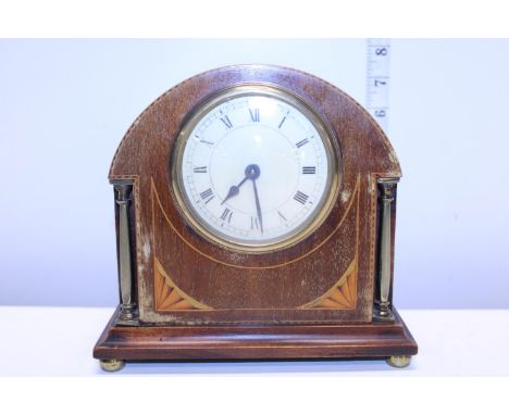 A antique inlaid Edwardian mantle clock (no key) 