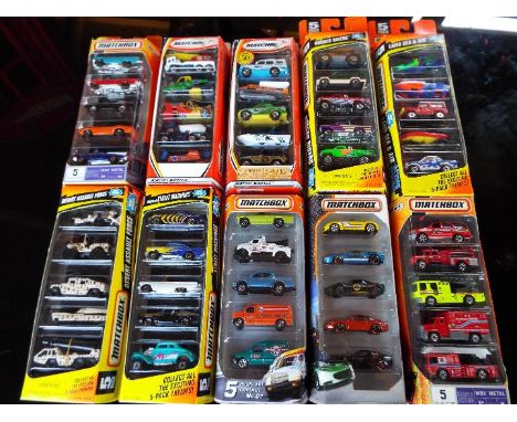 Matchbox - ten packs each containing five models by Mattel, mint