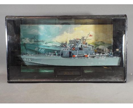 Tamiya - A built model of a Japanese PT15 Torpedo Boat probably in 1:72 scale. The manufacturer is attributed to Tamiya and c