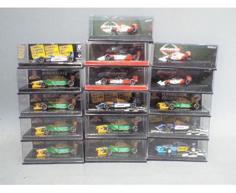 Minichamps - 16 boxed F1 racing cars by Minichamps in 1;64 and !;87 scale. Lot includes Limited Edition Edition 64 Damon Hill