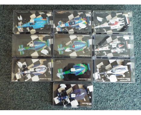 Minichamps - A group of 10 F1 diecast model racing cars in 1:43 scale by Minichamps. Lot includes Williams FW17 Renault - D.H