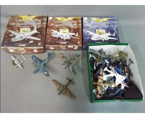 Corgi, Dinky, Ertl, and Others - Over 30 unboxed diecast, plastic model aircraft in various scales. Lot includes, Dinky Phant