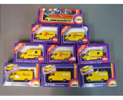 siku - Nine boxed diecast model vehicles with predominately Post / Delivery orientated theme. Lot includes #2021 Parcel Deliv