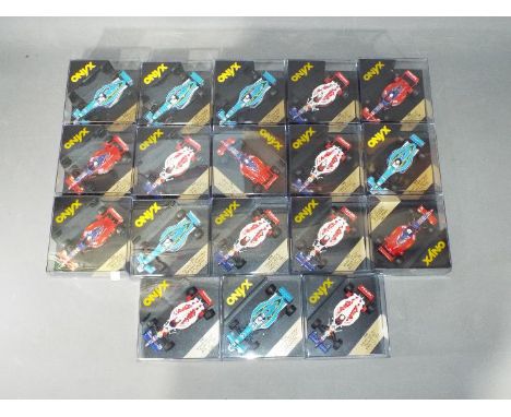 Onyx - 18 boxed 1;43 scale model F1 racing cars by Onyx. Lot includes #286 Arrows Hart; #2433 Pacific Ford and similar. model