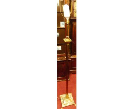 A 1980s gilt brass and onyx inset standard lamp 