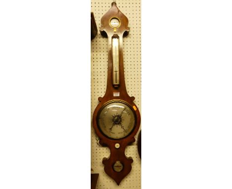 A Victorian mahogany four-dial wheel barometer, the lower dial signed George Cubitt Warrented