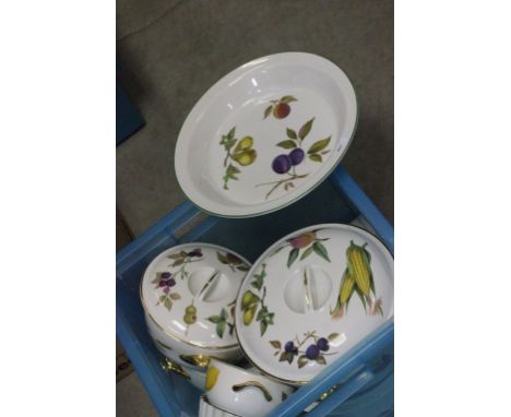 Box of vintage Royal Worcester Evesham ceramics