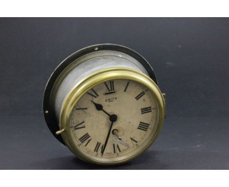 Key wind brass and metal Smiths 8 day wall clock in maritime style