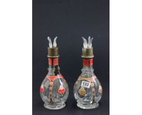 Pair of Vintage French Glass Decanters, each divided into four sections