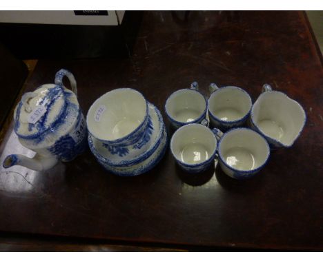 A part  WR s & Co  Humpherys clock  pattern blue and white teaset