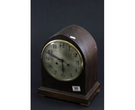 Gothic style oak clock