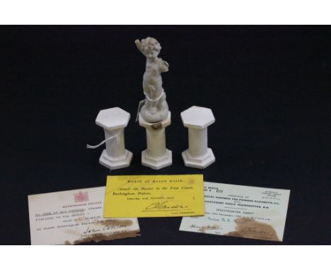 Four Cake Decorations from Queen Elizabeth II and Prince Philip 1947 Wedding Cake being a Cherub and Three Cherub Columns tog