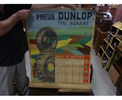 Five vintage French Dunlop tyre posters unframed