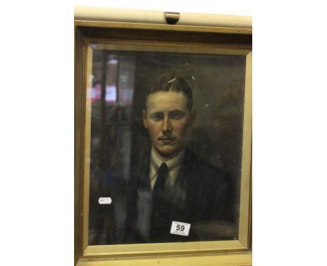 WW1 framed & glazed oil on board of a gentleman with details to reverse, signed Harry R Douglas