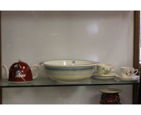 Collection of Vintage c1950's Tea ware and a Pountney ' Modern Bristol ' Dough Proving Bowl having registered design mark for