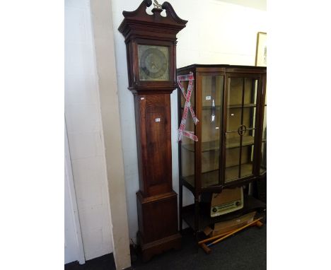 18th / Early 19th century Oak Longcase Case Clock with Brass Face marked Blackburn Oakham and date aperture 