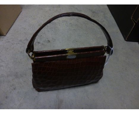 Vintage crocodile skin handbag