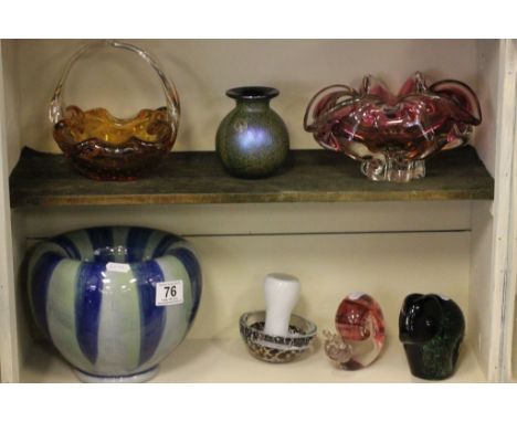 Seven vintage glass items to include paperweight animals