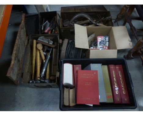 A large quantity of tools to include hammers,chisels ,screwdrivers drill bits etc contained within three metal boxes,  a quan