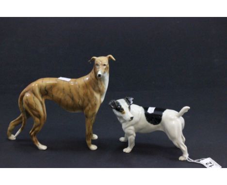 Two ceramic models of dogs, a Jack Russell & a Lurcher