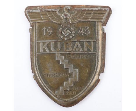 WW2 German Army / Waffen-SS Kuban Campaign Shield, good example with much of the original finish remaining to the award. Miss