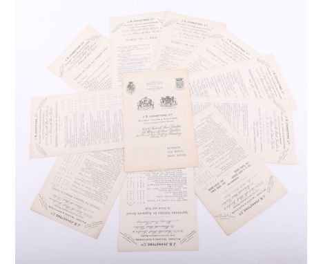 J B Johnson Ltd Military Tailors Uniform Price Lists of Mostly Indian Army Interest, fascinating printed price lists from the