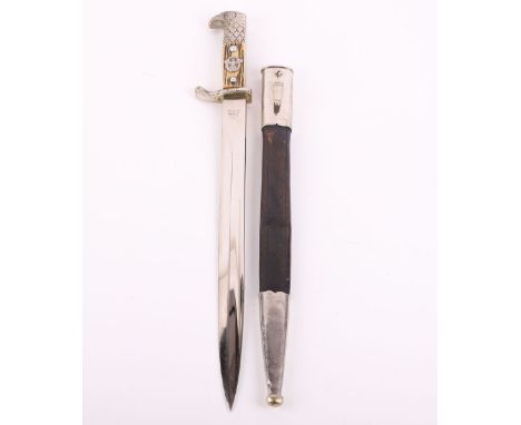 Third Reich Police Bayonet by Alexander Coppel Solingen, good example with finely detailed top pommel in the form of the eagl