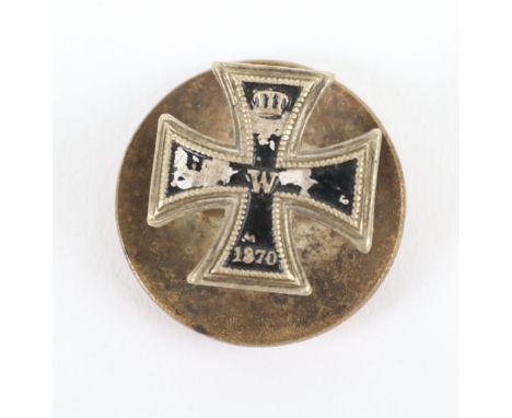 Imperial German Iron Cross 1870 Button Hole Badge, interesting example with black enamel centre and button hole fitting to th