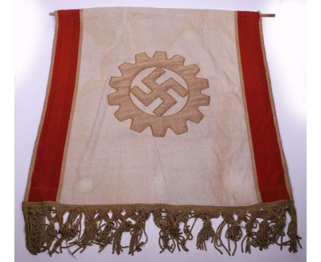 Third Reich Deutsche Arbeitsfront (D.A.F) Embroidered Tapestry Podium Banner, interesting single sided embroidered tapestry b
