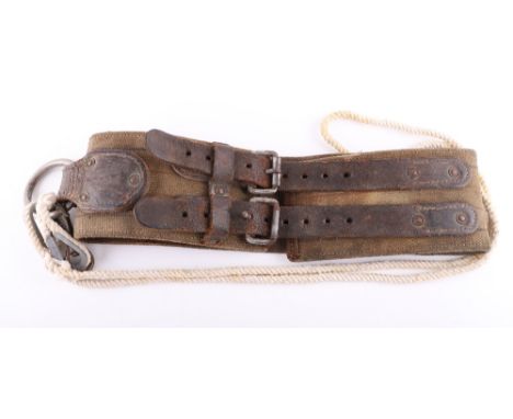 WW2 German U-Boat Crewmembers Safety Belt, heavy duty webbing and leather waist belt with buckle fittings. Inked to the belt 