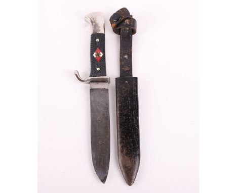 Third Reich Transitional Hitler Youth Boys Dagger by Puma Solingen, good untouched example with two piece chequered grips hav