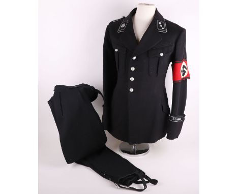 Rare Third Reich Allgemeine-SS Officers Totenkopfverbande Thuringen Named Uniform, consisting of a fine four pocket officers 