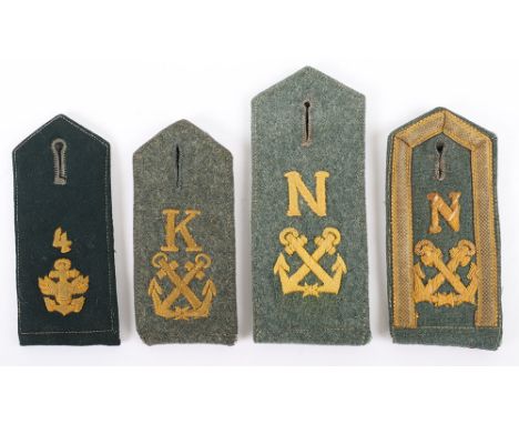 4x WW2 German Kriegsmarine Coastal Artillery Shoulder Boards, all being single examples of other ranks and NCO pattern combat